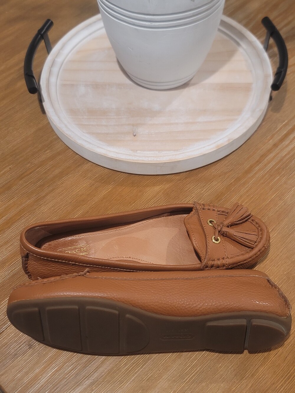 Coach Brown Leather Tassel Loafers 9B - Picture 7 of 11